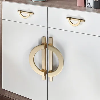 Простой скандинавский золотой креативный шкаф с полукруглой дверью, кухонные принадлежности для украшения дома, Ручка для ящика, Ручки для выдвижных ящиков