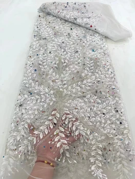 Африканский Жених Тюбик Бусины Кружевная ткань 2023 Высококачественное Кружево Французская кружевная ткань Блестки Нигерийская кружевная ткань для вечернего платья Xc