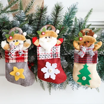 Счастливого Рождества, Носки с героями мультфильмов, Фланелевые Аксессуары для рождественской елки, Милые праздничные сумки для детей, украшение домашнего камина