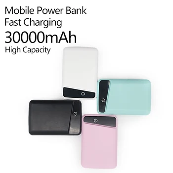 Портативный блок питания 30000 мАч, быстрая зарядка, цифровой дисплей, двойной USB-блок питания, для мобильных телефонов iPhone Xiaomi и Samsung