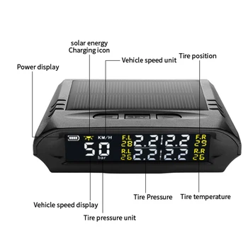 Улучшенный дисплей автомобиля мотоцикла, GPS-монитор скорости с настройкой сигнализации давления в шинах, солнечная зарядка для постоянной мощности