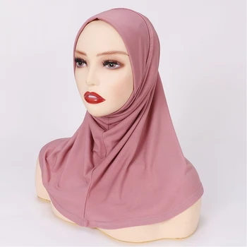 Мусульманский шарф-хиджаб, женская длинная однотонная повязка на голову, женские хиджабы, шарфы, Этническая шляпа, женские льняные хлопковые хиджабы
