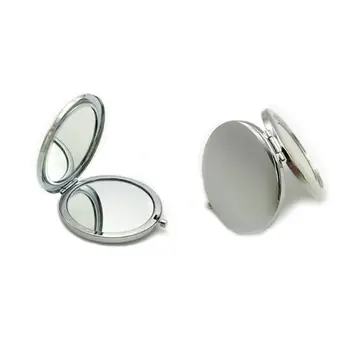 Карманное зеркальце круглой формы, портативное, однотонное, металлическое, для макияжа, всплывающее двустороннее карманное зеркальце
