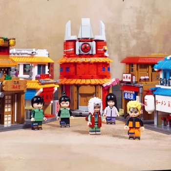 Naruto Theater Edition Street View Muye Hidden Village Building Block Assembly Toy Детский подарок