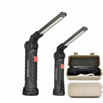 Портативный светодиодный фонарик COB, USB Перезаряжаемый Рабочий фонарь, Магнитная подвесная лампа Lanterna, Встроенный аккумулятор, Походный фонарь, складной