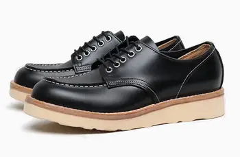 Черная повседневная мужская обувь на шнуровке в английском стиле из натуральной кожи, дышащая, увеличивающая рост, Модная мужская обувь в стиле ретро