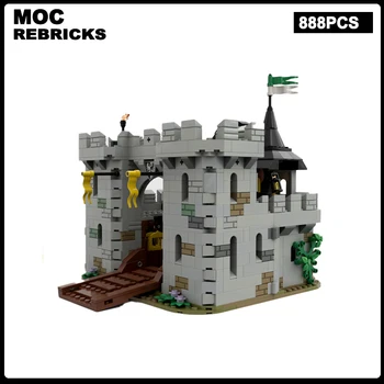 Модульное здание средневековой серии Black Falcon Fortress MOC Architecture Модель замка, Сборка технических кирпичей, Детские игрушки