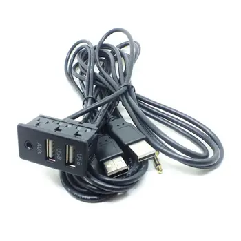 Двухпортовая USB-панель для скрытого монтажа, удлинительный кабель AUX USB для приборной панели автомобиля, грузовика