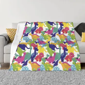 Одеяло с милыми животными из мультфильма Динозавр, Зимнее Теплое одеяло из шерпы, одеяла для путешествий в спальню