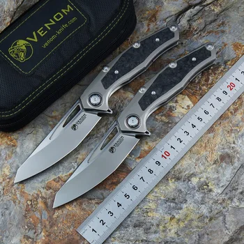 Складной нож VENOM Lone Ranger M390 CF + Titanium Карманные Кухонные ножи для выживания на природе, охоты, фруктов EDC Tools
