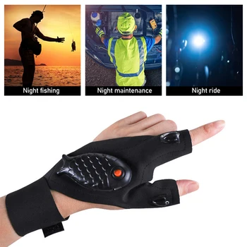 Перезаряжаемые перчатки-фонарик, перчатки без пальцев, светодиодная лампа для ремонта пальцев, лампа для ночной рыбалки на открытом воздухе, инструмент для кемпинга, пешего туризма.