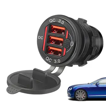 Адаптер для автомобильного прикуривателя QC 3.0, блочное зарядное устройство с 3 USB-портами и переключателем, штекер для быстрой зарядки электронных устройств, сотовый с камерой GPS