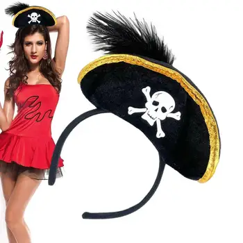 Шляпа с черепом на Хэллоуин, повязка на голову, головной убор с черепом, мини-пиратский цилиндр, Пиратская повязка на голову с принтом черепа, легкая классика для роли