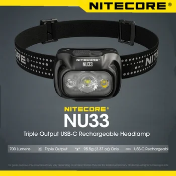 Оригинальный налобный фонарь NITECORE NU33 700 люмен CREE XP-G3 S3 LED со встроенной аккумуляторной батареей, наружный свет