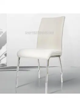 Обеденный стул Nordic из нержавеющей стали, легкий роскошный ресторан для дома, современный минималистичный белый стул, стул для макияжа со спинкой.