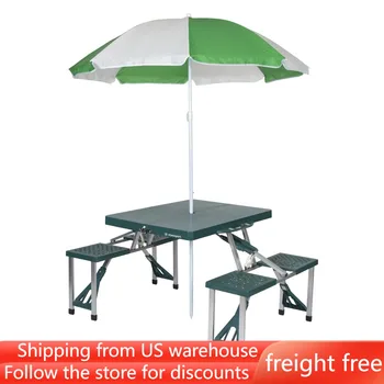 Складной стол для пикника с зонтиком Алюминиевый каркас для похода на природу Принадлежности для кемпинга Портативный Складной стол без перевозки