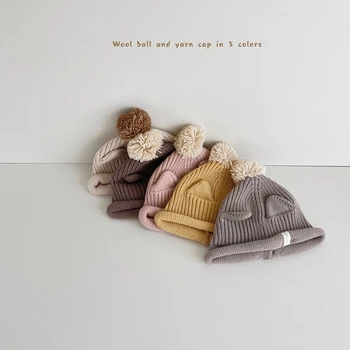 1 шт. Теплая шапочка для новорожденных, модная простота, однотонная вязаная шапочка крючком для маленькой девочки, прекрасный осенне-зимний реквизит для фотосъемки