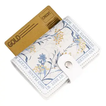 Маленький кошелек для женщин, держатель для карт, органайзер для кредитных карт с цветочным рисунком, передний карман из искусственной кожи, бумажник для кредитных карт, защита от размагничивания