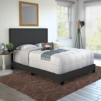 Каркас кровати Boyd Sleep Milan с мягкой льняной платформой, Queen-Size, черный каркас кровати