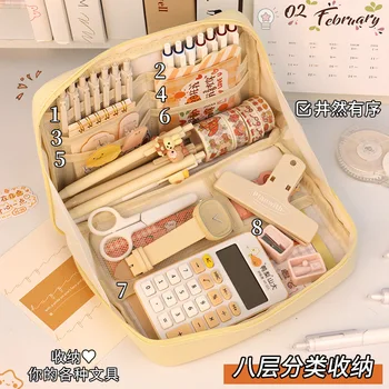 Сумка для ручек Ins Японская Канцелярская сумка большой емкости для учащихся начальной средней школы, простой портативный пенал для хранения