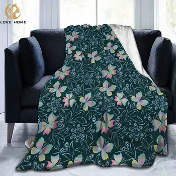 Одеяло с бабочкой, Фланелевое флисовое одеяло, Легкое уютное плюшевое одеяло для женщин, мужчин, детской спальни, гостиных, дивана-кушетки