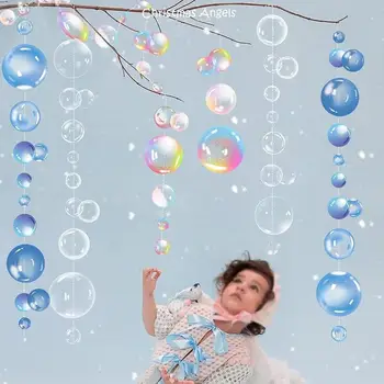 Гирлянда с пузырьками под морем, 2 шт, баннер для вечеринки под морем, плоская гирлянда из пузырькового листа, Прозрачный красочный подвесной фон