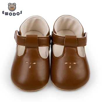 EWODOS Для маленьких девочек, повседневная обувь на плоской подошве из искусственной кожи премиум-класса, Обувь для новорожденных, первые ходунки, Нескользящая детская повседневная обувь