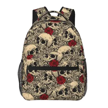 Многофункциональный женский рюкзак с принтом готического черепа на молнии для девочек-подростков, рюкзак для ноутбука, студенческая сумка через плечо, школьный рюкзак в милом стиле