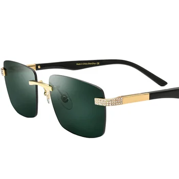 2022 Мужские солнцезащитные очки Buffalo Horn, Роскошные очки с бриллиантами, Женские очки без квадратной оправы с квадратными вставками