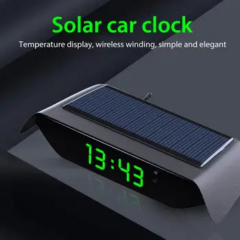 Портативные автомобильные цифровые ЖК-часы на солнечной батарее 4 в 1 со светодиодной индикацией температуры, автоматический дисплей на приборной панели, часы со светящимся электронным экраном USB