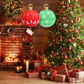 Рождественский украшенный шар со светодиодной подсветкой 16 цветов, надувной большой шар из ПВХ со светодиодным пультом дистанционного управления, Рождественский шар с орнаментом, подарок для детей
