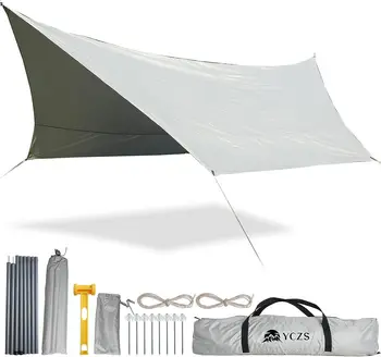 Брезент для гамака, водонепроницаемый гамак Rain Fly [20 x 14 футов] - портативный большой брезент для кемпинга - легко устанавливается, включая колья для палатки и автомобиль.
