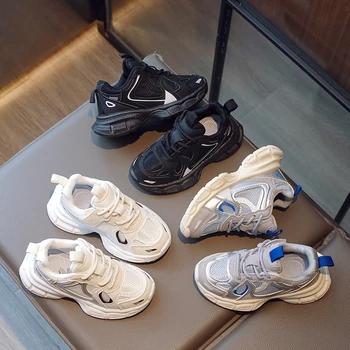 Летние детские кроссовки 2023 года, Новая сетчатая дышащая обувь для девочек, Черная модная детская обувь для мальчиков малого, среднего и большого размера.