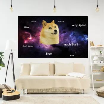 QdDeco Забавная фоновая ткань с изображением Галактики, собаки и плачущей лягушки, настенные гобелены, юмор для украшения дома