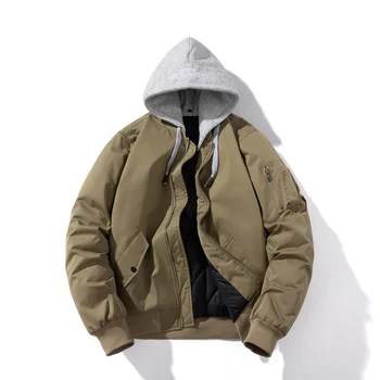 2023 Осенне-зимняя университетская куртка мужская корейская мода Бомбер с хлопчатобумажной подкладкой уличная Шляпа Съемная На заказ