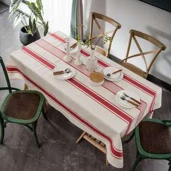 Хлопчатобумажная Льняная Скатерть Red Line в американском сельском стиле, украшение стола для кухни, свадебной столовой
