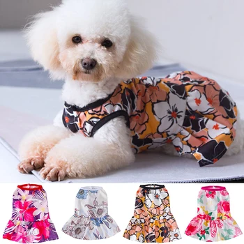 Милая юбка с цветочным рисунком для домашних животных, платья для собак в стиле принцессы, жилет, одежда для домашних животных, милая одежда для маленьких собак, многоцветные предметы для домашних животных
