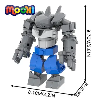 MOOXI, креативное животное, Акула, Механический робот, Модель, Сделай САМ, Строительный кирпич, Развивающая игрушка для детей, подарок, Сборка деталей MOC1251