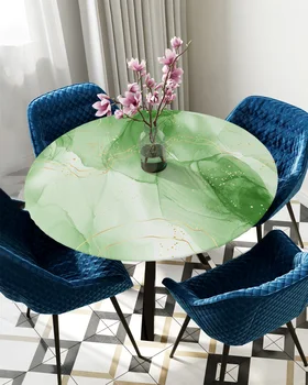 Мраморная линия, градиент травянисто-зеленого цвета, защитная ткань для покрытия стола с эластичными краями, водонепроницаемая прямоугольная скатерть