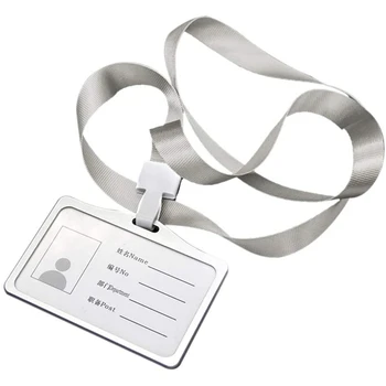 Горизонтальный держатель для удостоверения личности из алюминиевого сплава с шейкой на шнурке для женщин и мужчин, держатели деловых рабочих карточек