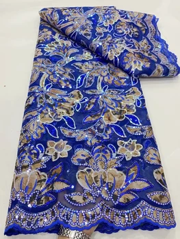 Высококачественная кружевная ткань для свадьбы 2022 Африканская вышивка Тюль Последовательность Блестящее вечернее платье Французская сетка Нигерийская сетка с блестками