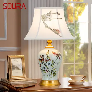 Настольная лампа из китайской керамики SOURA LED, современный креативный роскошный настольный светильник, модный для дома, гостиной, кабинета, спальни