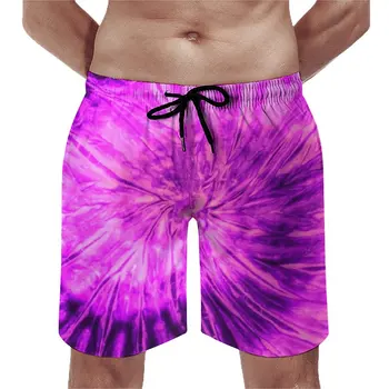 Спортивные шорты Tie Dye, Милые Гавайские плавки, Розовые и фиолетовые мужские шорты, Быстросохнущие спортивные шорты большого размера, короткие штаны на доске.