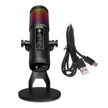 Настольный конденсаторный микрофон F19C USB для записи студийного видео в реальном времени для ПК
