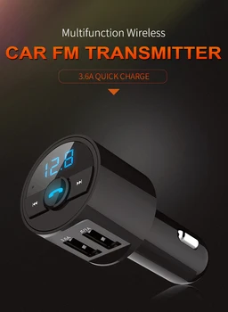 FM-передатчик Автомобильный Bluetooth 5.0 FM-радиомодулятор Автомобильный комплект 3.6A Автомобильное зарядное устройство с двумя USB-устройствами Беспроводная Громкая связь Aux Аудио MP3-плеер
