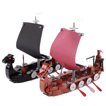 Строительные блоки MOC Royal Dragon-boat; модель военного корабля ВМС; Исследовательские кирпичи для пиратского корабля MOC; Модульный фрегат; Детская игрушка в подарок.