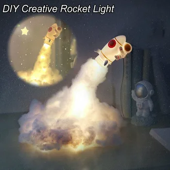 DIY Creative Rocket Light LED Красочные Облака Астронавт Лампа USB Ночник Декор Ins Атмосфера Прикроватная Лампа Детский Подарок