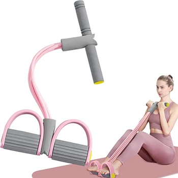Эспандеры с 4 трубками, съемник педалей для йоги, Эспандер с эластичной веревкой, фитнес-оборудование для тренировки живота, талии, рук