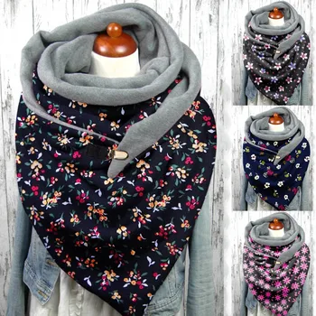 Роскошные шарфы для женщин, зимний шарф с цветочным принтом, модный универсальный шарф-шаль, модные зимние шарфы с запахом шарф женский