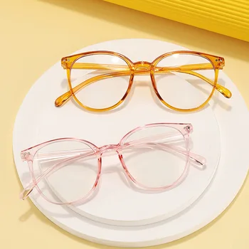 Новые женские очки для компьютерных игр в круглой оправе, солнцезащитные очки, Прозрачные Простые мужские очки в сверхлегкой оправе с защитой от синего света